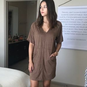 Suede boho tan dress